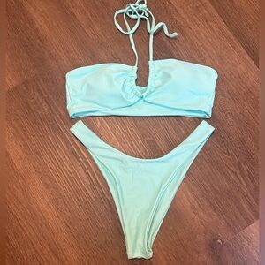 Teal blue bikini buttery soft material